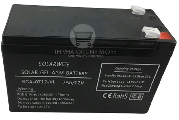 12V 7AH GEL AGM Battery - SolarWize (100% Capacity)