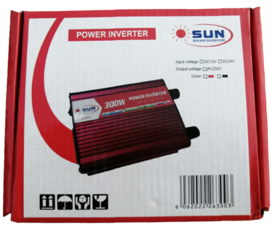 SUN Power Inverter 300W Peak 12V DC To 220V AC Modified Sine Wave Converter (S-3001)