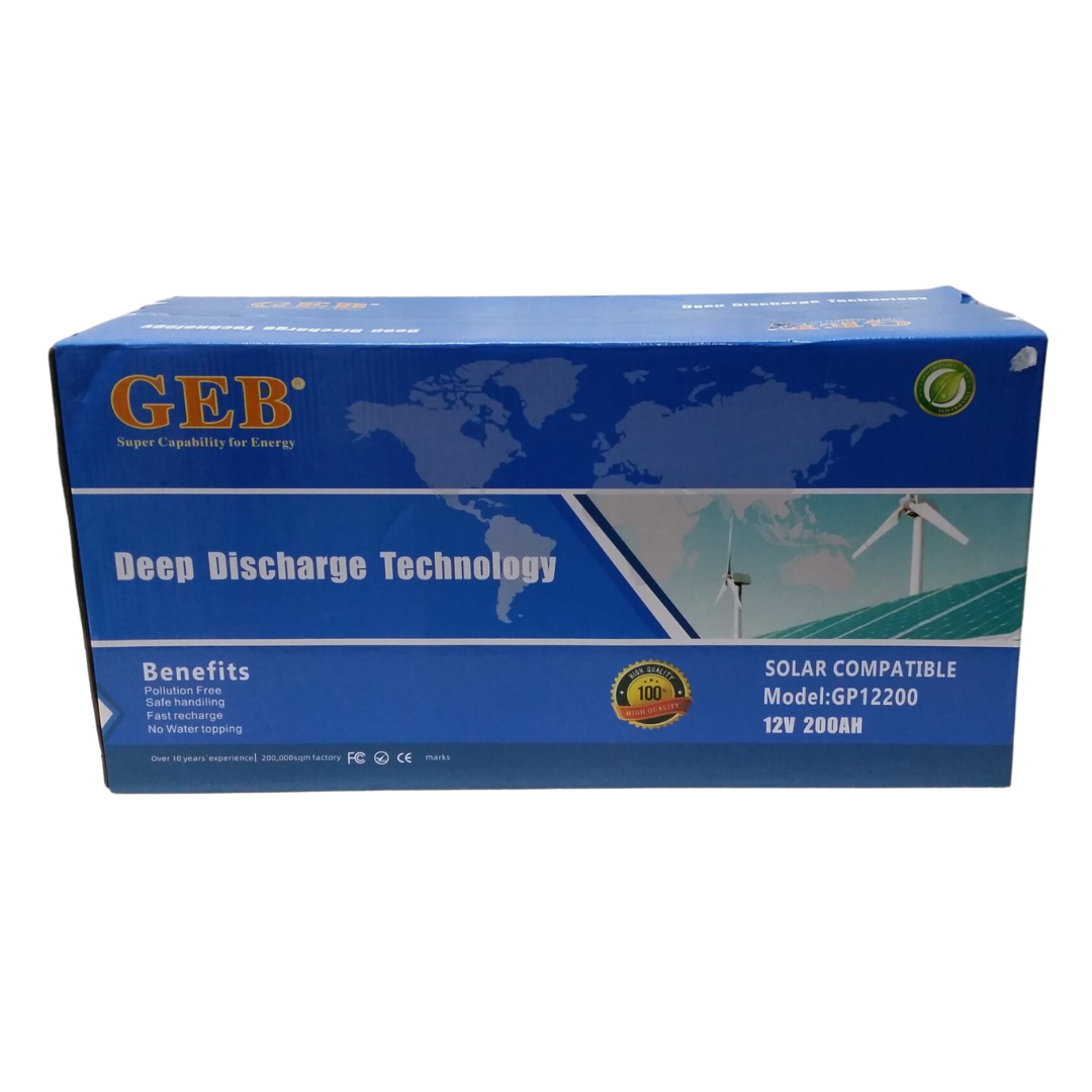 GEB 12v 200ah deep cycle solar gel battery - 2pcs
