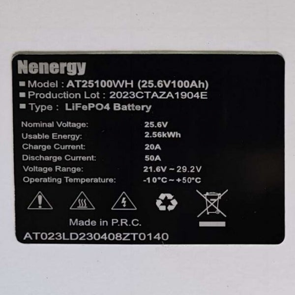 2.4kWh 24V 100AH Lithium Battery - N-Energy