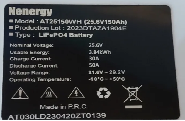 24V Lithium-ion LiFePo4 Battery 150Ah (3.6KWh) - New Energy