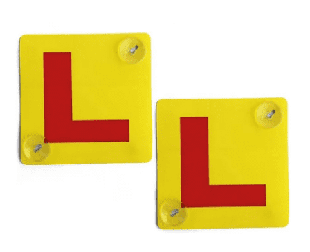 2 Piece Learner Driver `L` Sign Board with two Suction Cups