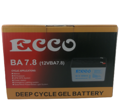Ecco 12V 7.8Ah Deep cycle Gel battery- For Gate motors and UPS systems
